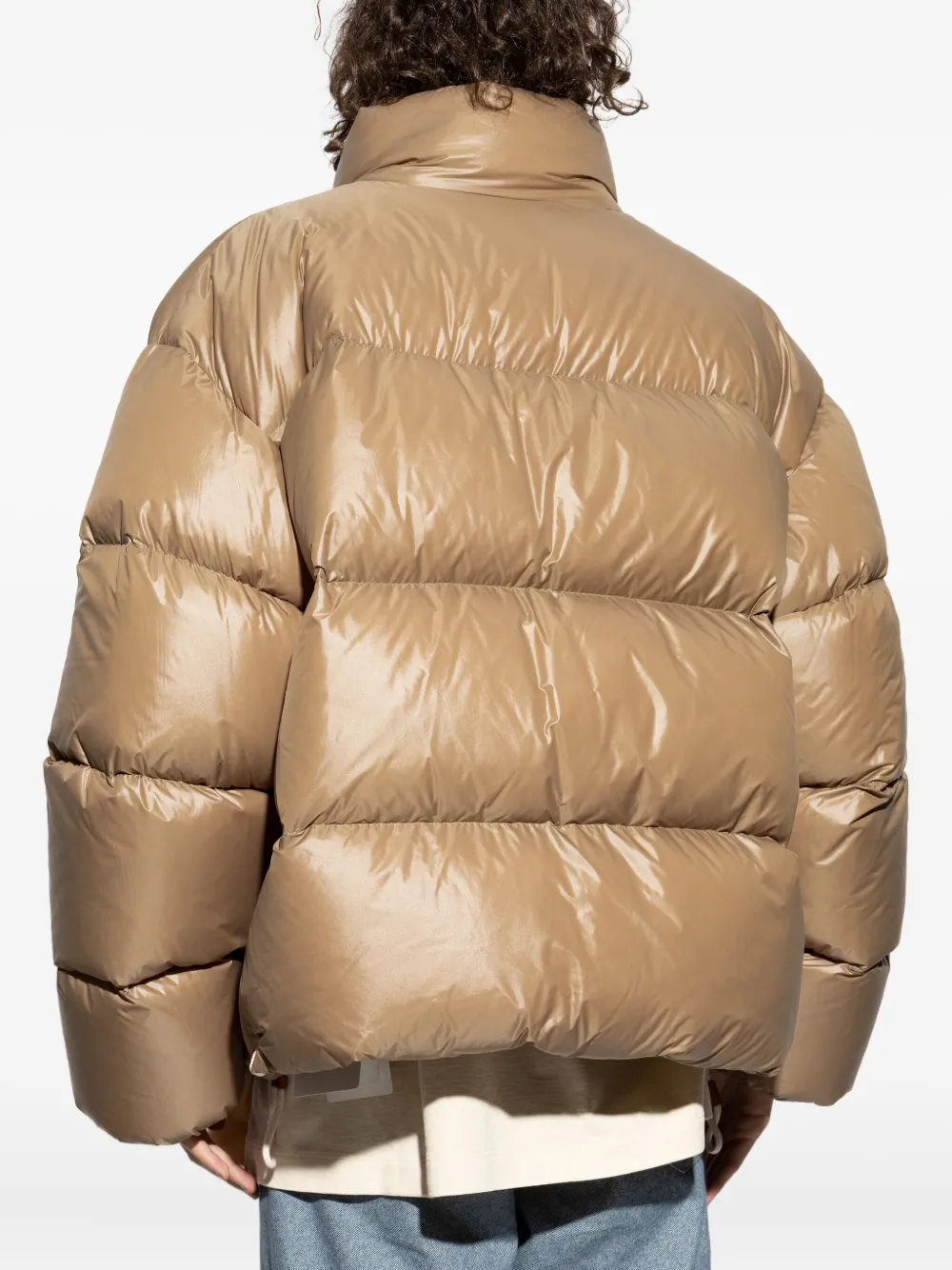 Jil Sander Zip Puffer Jacket In Brown