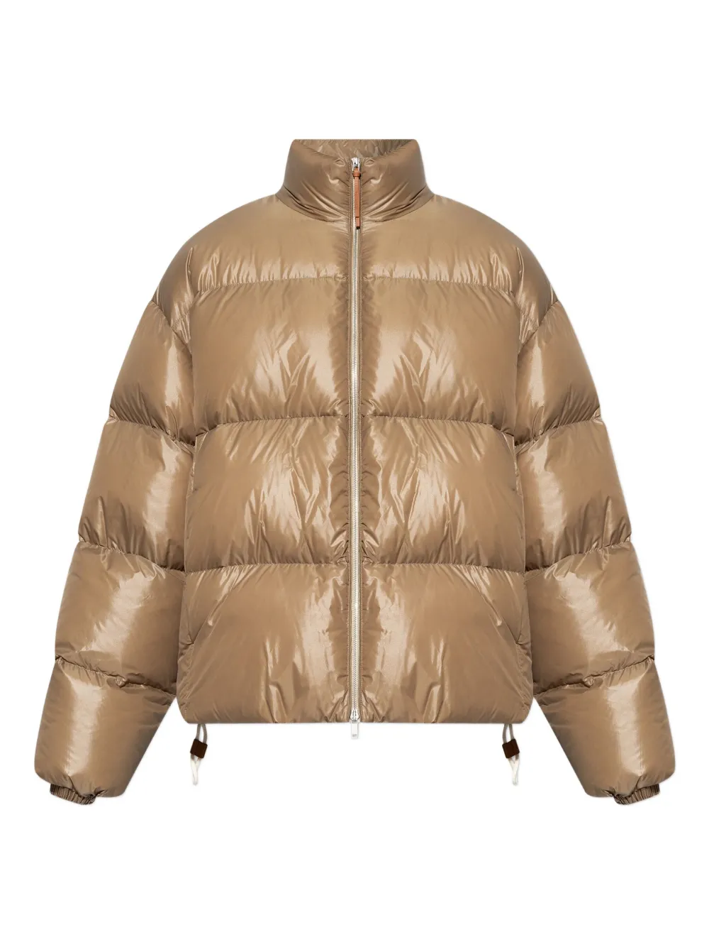 Jil Sander Zip Puffer Jacket In Brown