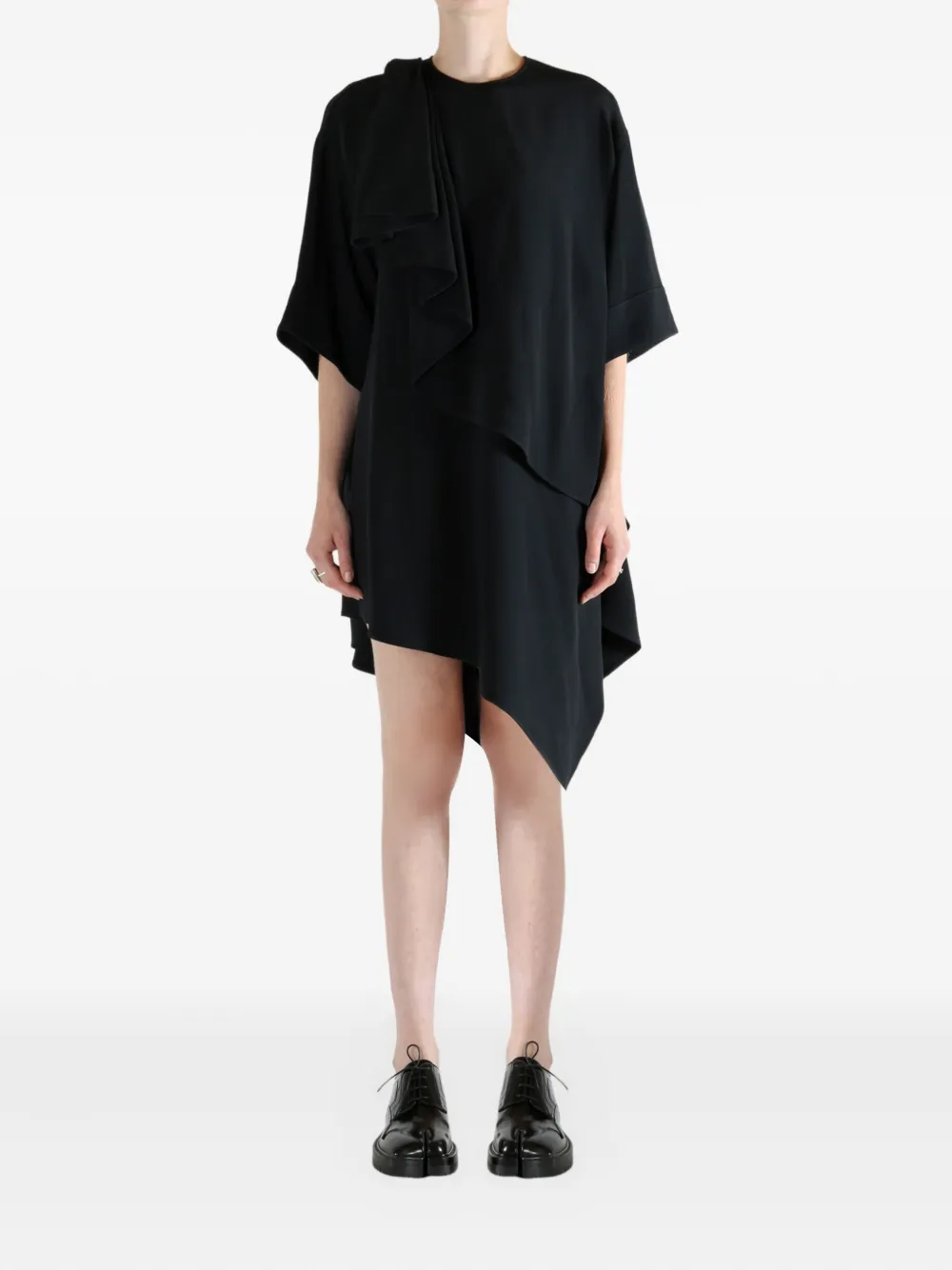 Givenchy Ruffled Asymmetric Midi Dress In Black