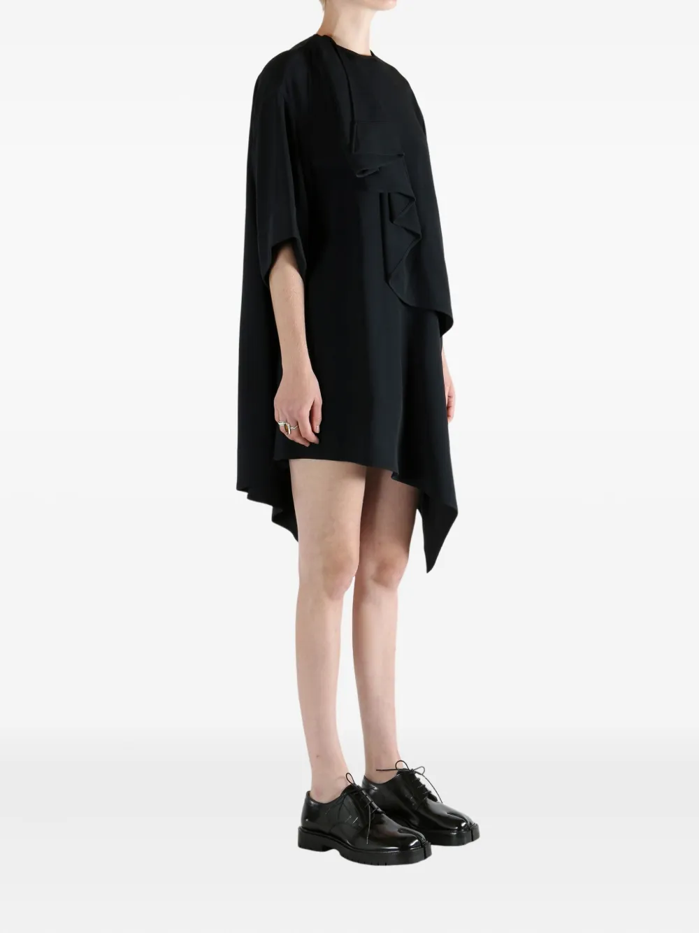 Givenchy Ruffled Asymmetric Midi Dress In Black