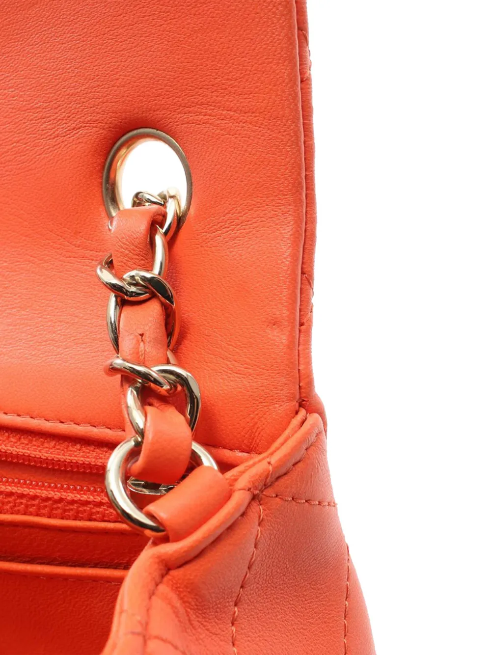 Pre-owned Chanel 2020 Mini Rectangular Classic Lambskin Single Flap Crossbody Bag In Orange