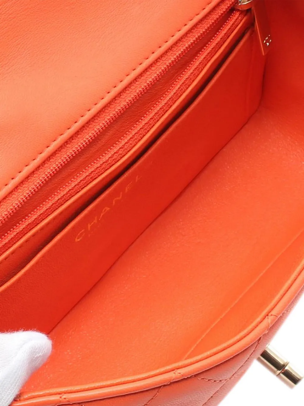 Pre-owned Chanel 2020 Mini Rectangular Classic Lambskin Single Flap Crossbody Bag In Orange