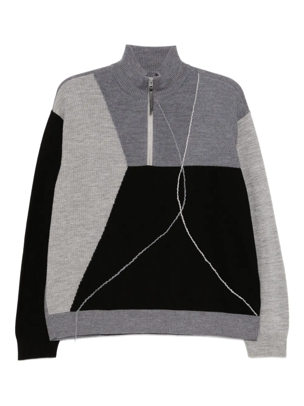 CROQUIS wool contrasting splicing jumper | Grey | Image 1