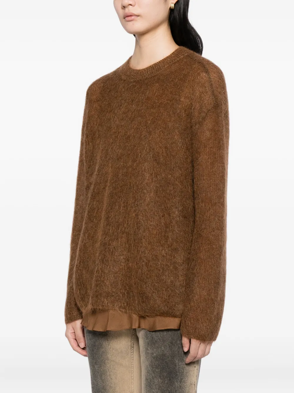 Less Loose Knitted Top In Brown