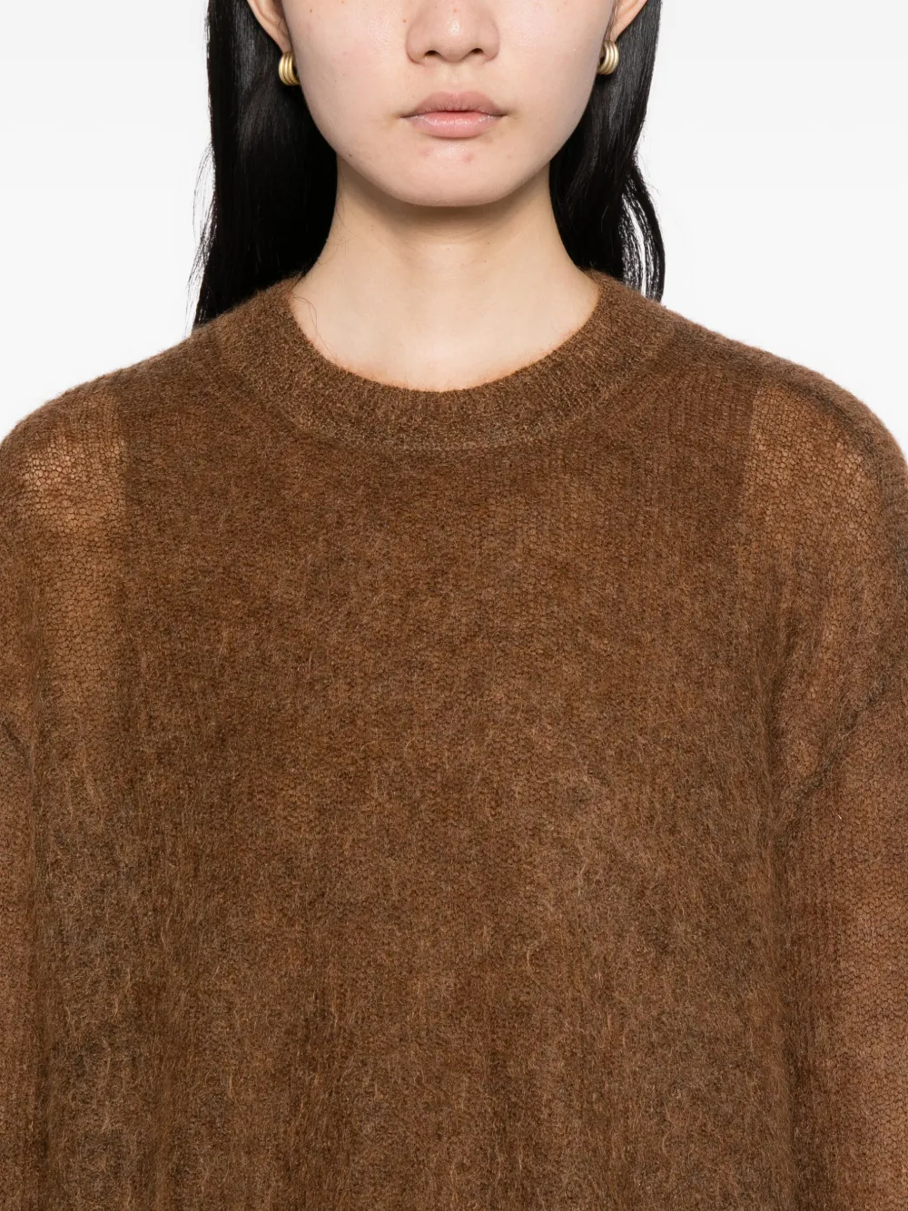 Less Loose Knitted Top In Brown