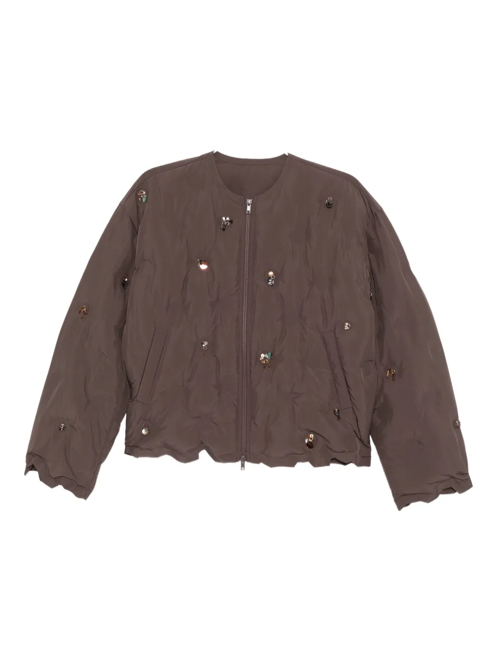 Jnby Cropped Down Jacket In Brown