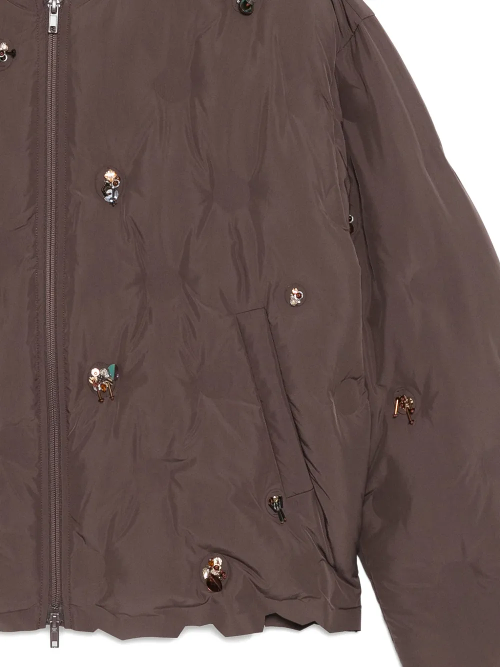 Jnby Cropped Down Jacket In Brown