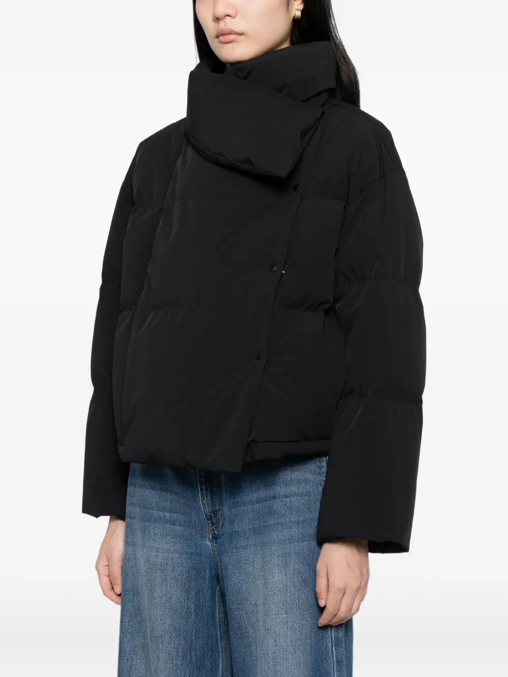 Less Cropped Puffer Jacket In Black