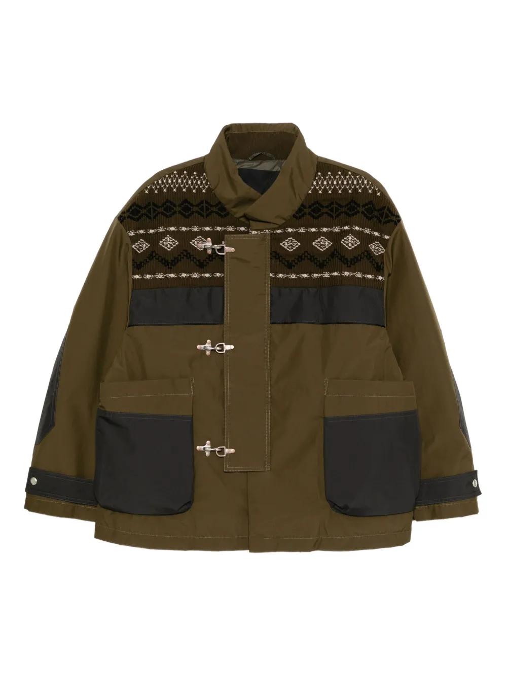 CROQUIS pattern-panelled padded jacket | Green | Image 1