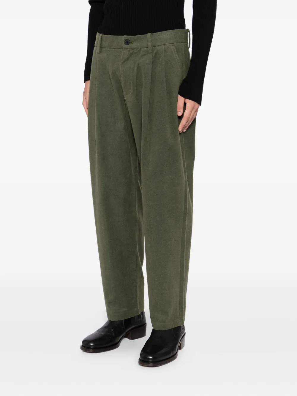 CROQUIS Plooibroek met toelopende pijpen Groen