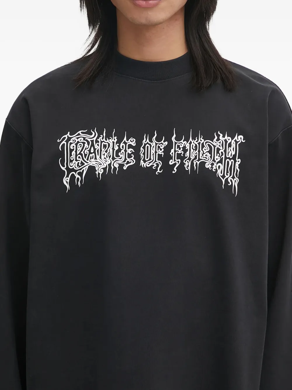 VETEMENTS Katoenen T-shirt met lange mouwen Zwart