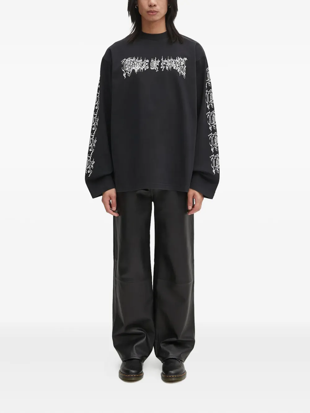 VETEMENTS Katoenen T-shirt met lange mouwen - Zwart