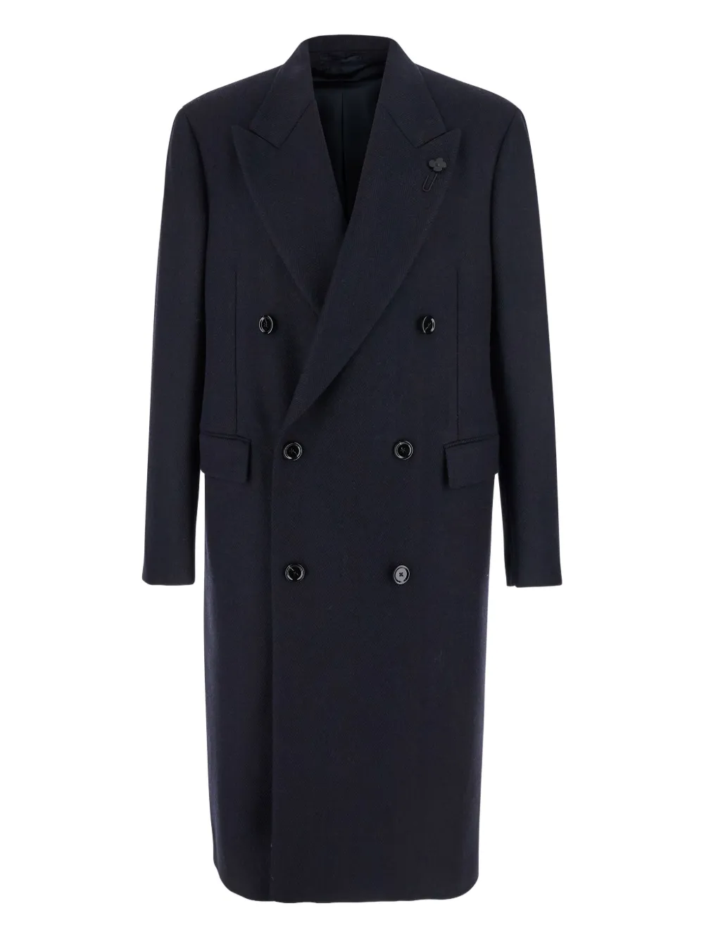 Lardini double-breasted herringbone coat - ブルー Lardini double-breasted herringbone coat - ブルー
