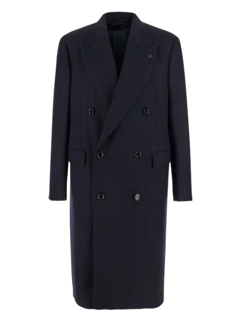 Lardini double-breasted herringbone coat