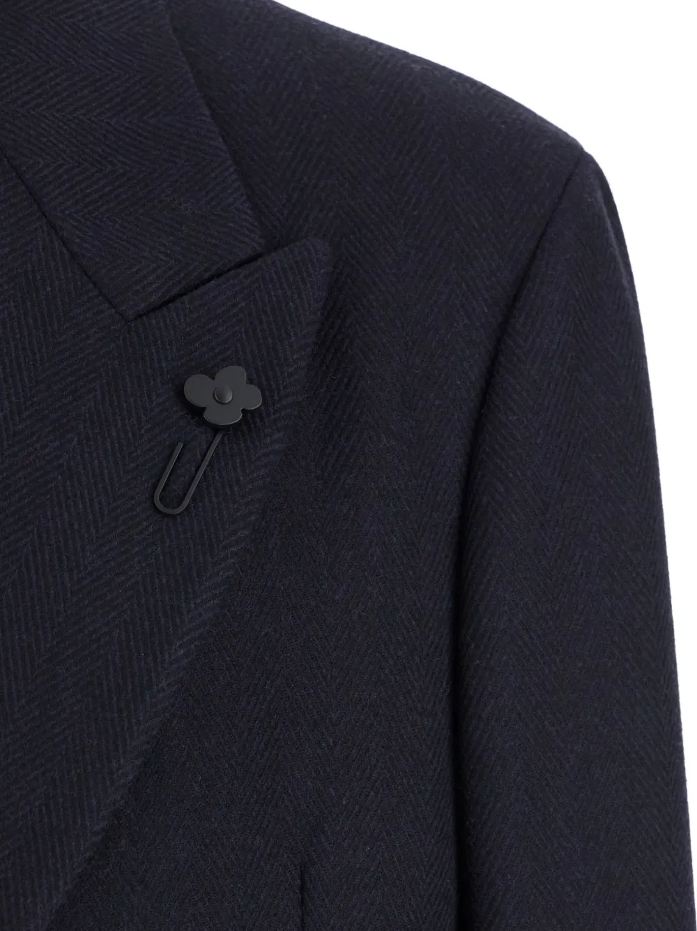 Lardini Double-breasted Herringbone Coat In Blue