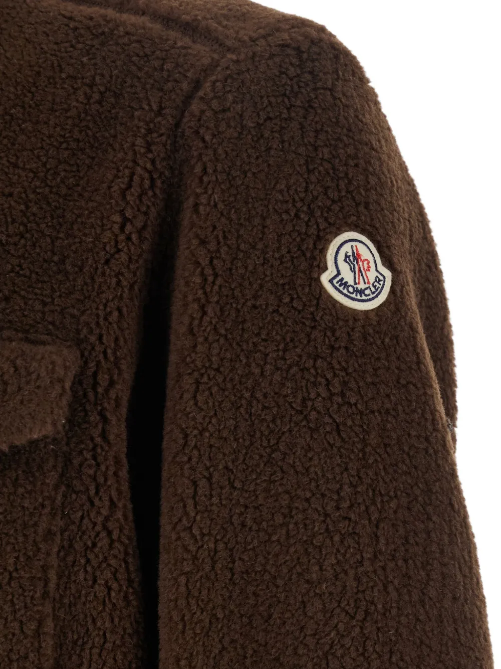 Moncler Cozy Jacket With Chest Pockets And Corduroy Collar In Brown