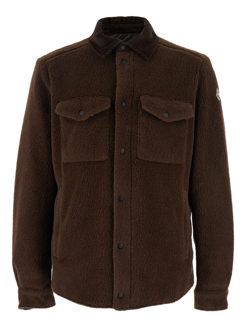 Moncler Fleece Shirt Jacket In Brown