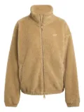adidas logo-embroidery zip-up jacket - Neutrals