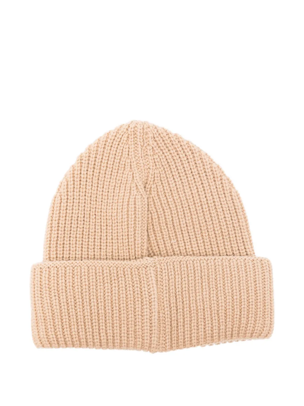 BARROW smiley-appliqué ribbed beanie - Beige