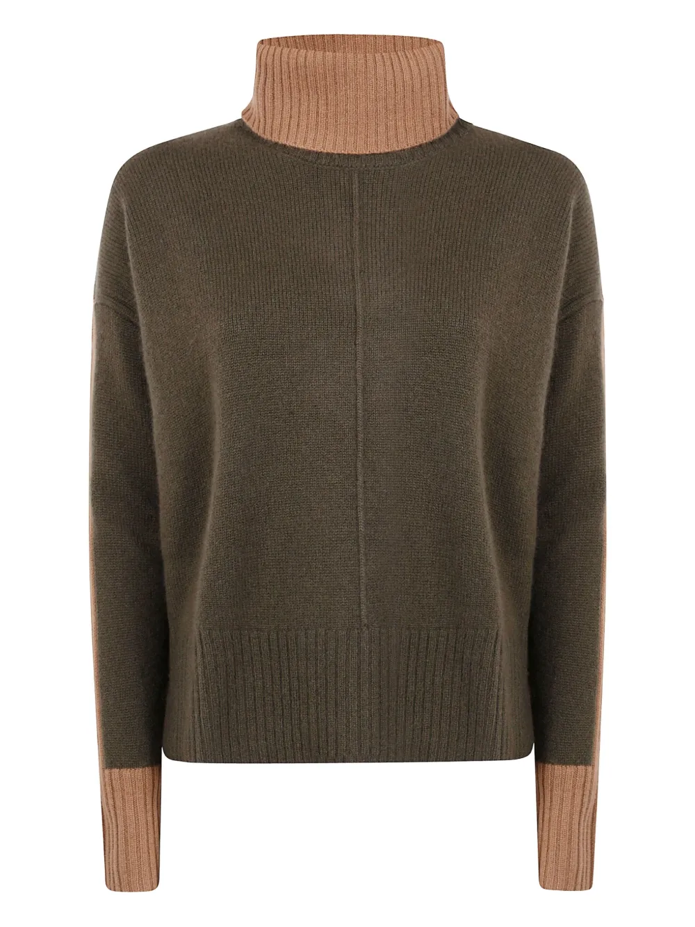 Absolut Cashmere Roll-neck Colour-block Sweater In Brown