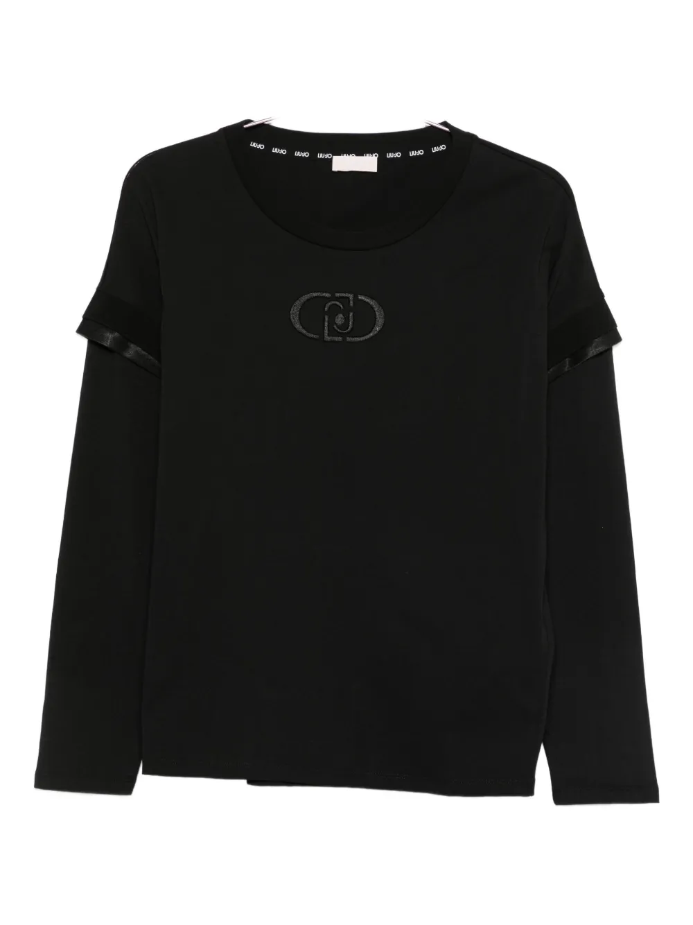 Liu •jo Ribbon-trim T-shirt In Black