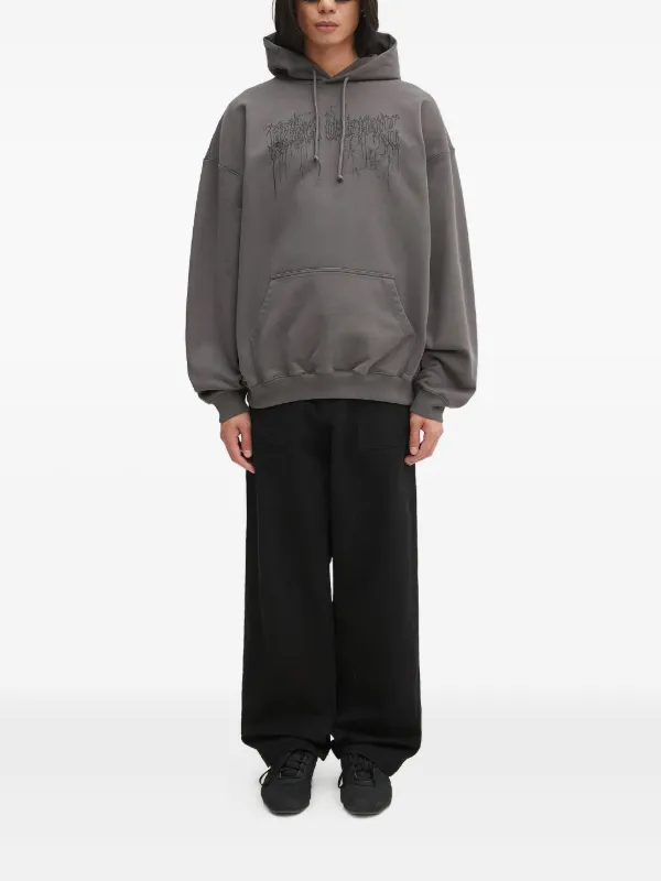 VETEMENTS graphic-print long-sleeve Hoodie | Grey | FARFETCH JO