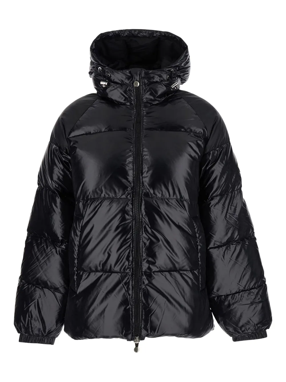 Pyrenex drawstring-hood logo-patch jacket - ブラック Pyrenex drawstring-hood logo-patch jacket - ブラック