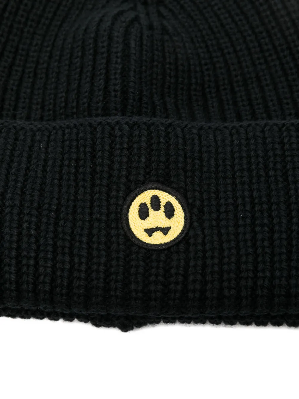 Barrow Smiley-patch Cotton Beanie In Brown
