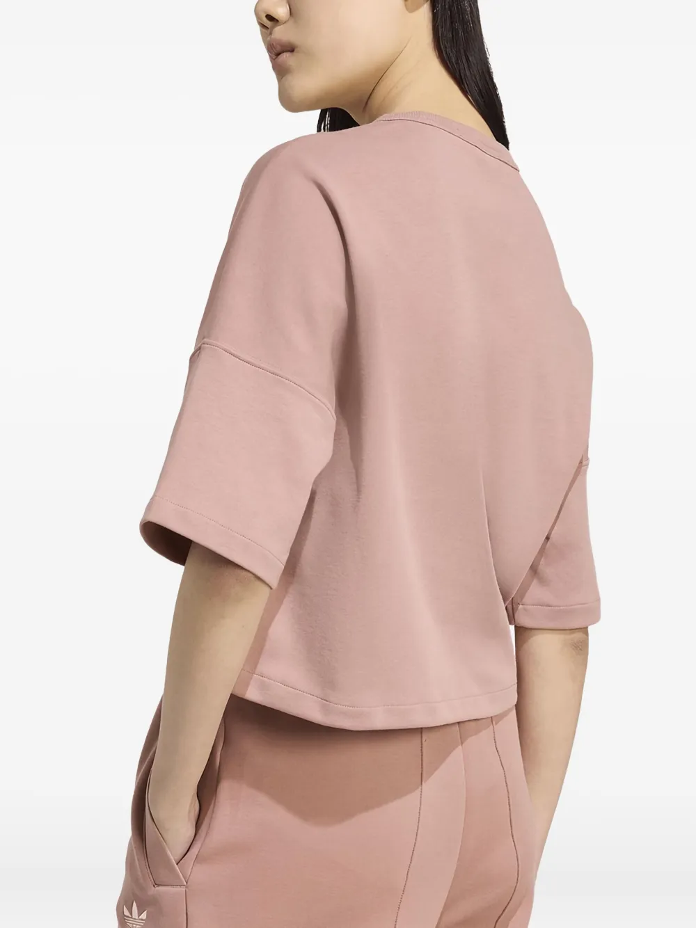 adidas T-shirt met gestreept detail Roze