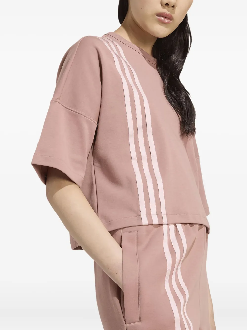 adidas T-shirt met gestreept detail Roze