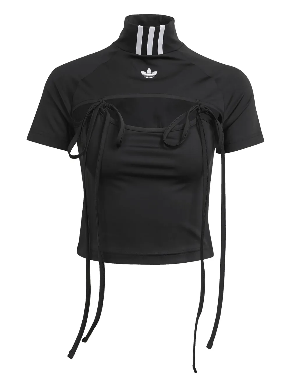 adidas mock-neck tie-detail top | Black | Image 1