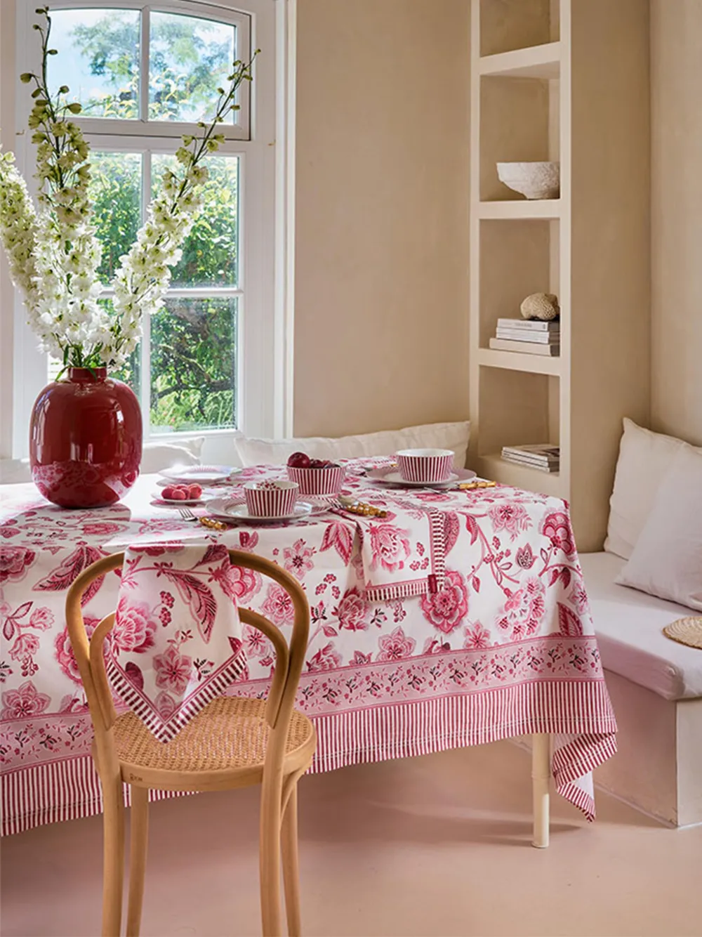 Floral Striped Table Cloth