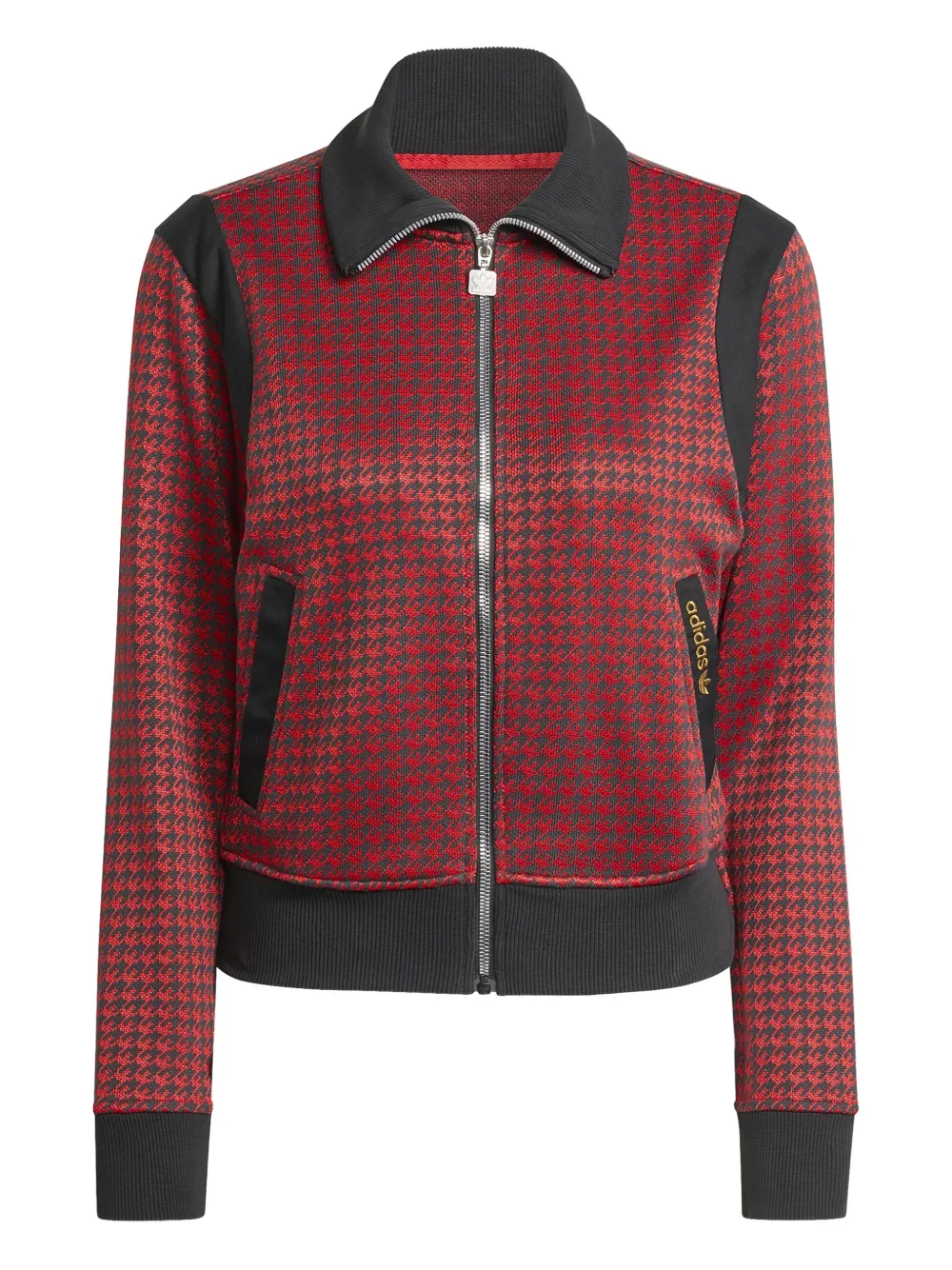 adidas houndstooth-pattern zip-up top | Red | Image 1