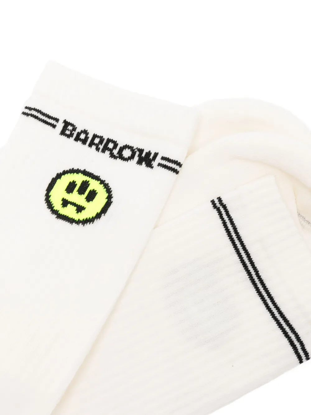 Barrow Happy Ankle Ribbed Socks Smiley In White