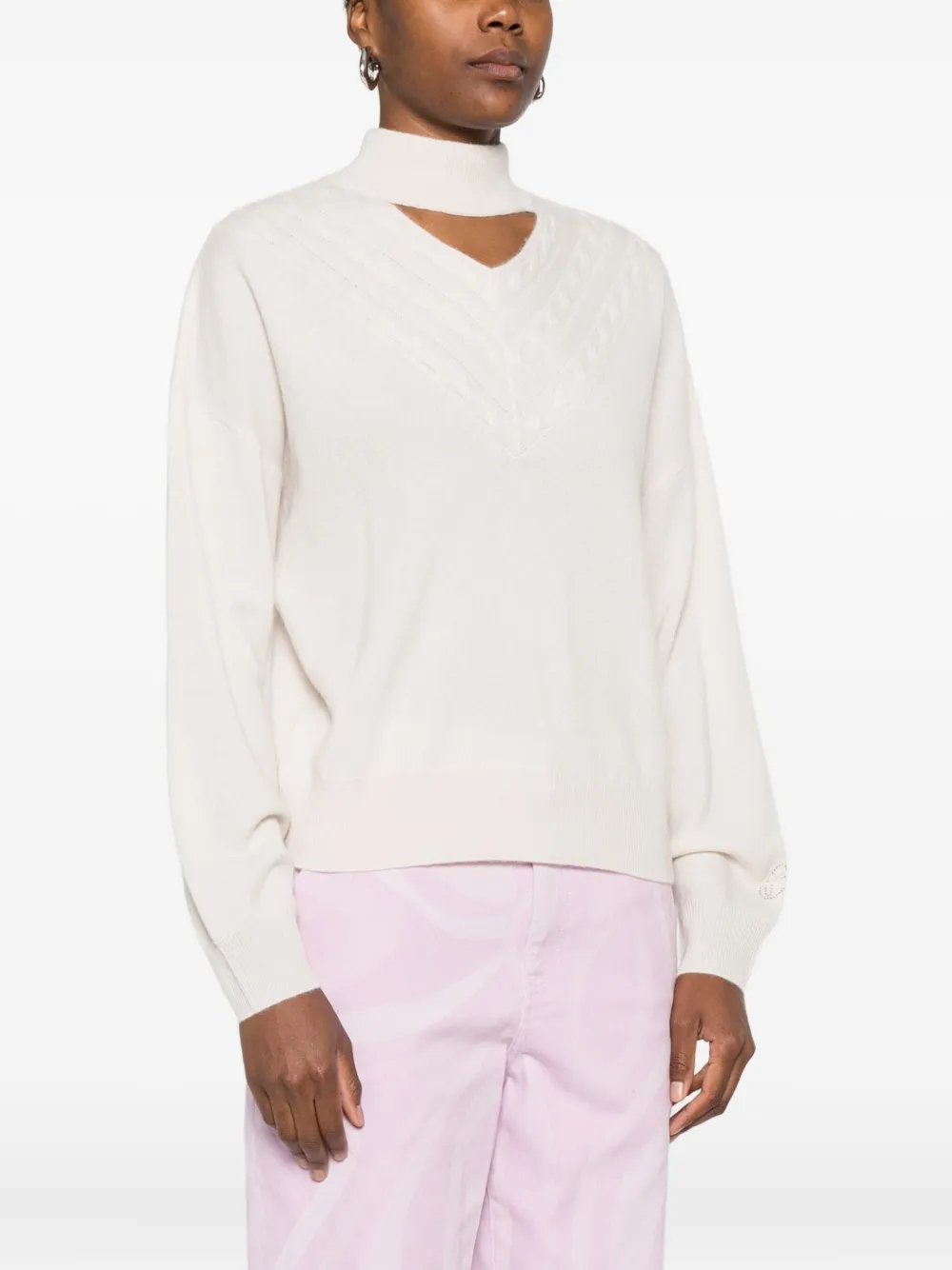 Blugirl Beige Wool And Cashmere Blend Sweater In White