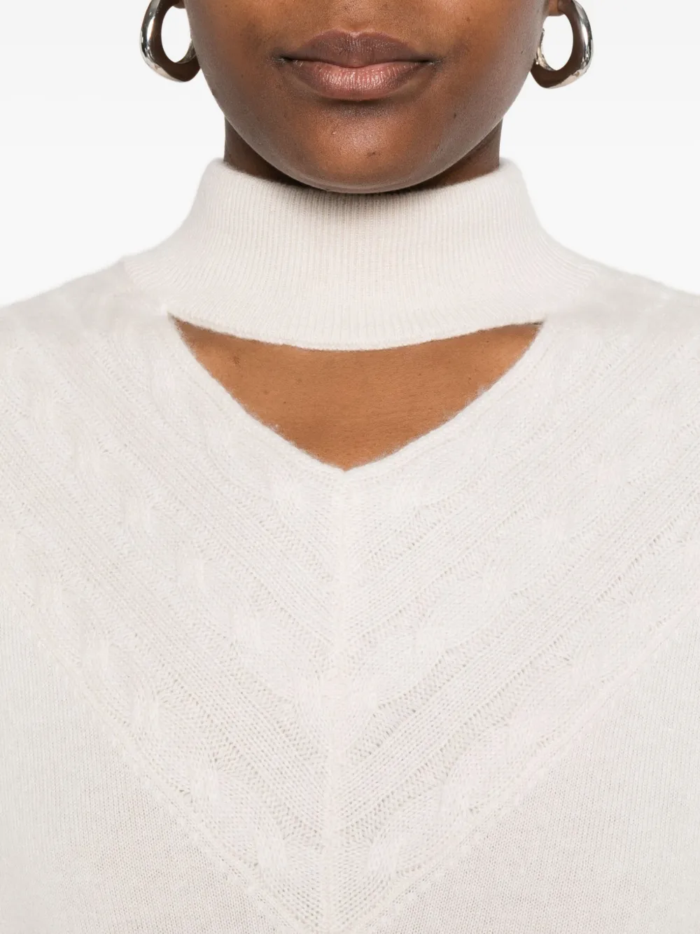 Blugirl Beige Wool And Cashmere Blend Sweater In White
