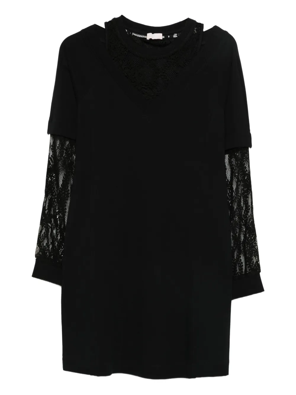 LIU JO vestido tejido con encaje | negro | Image 1