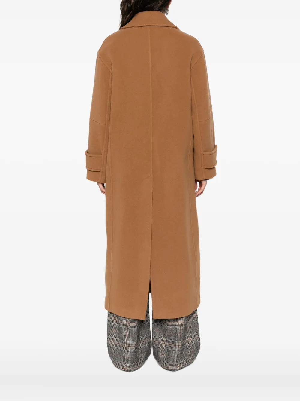 Pinko Double-breasted Coat In Brown