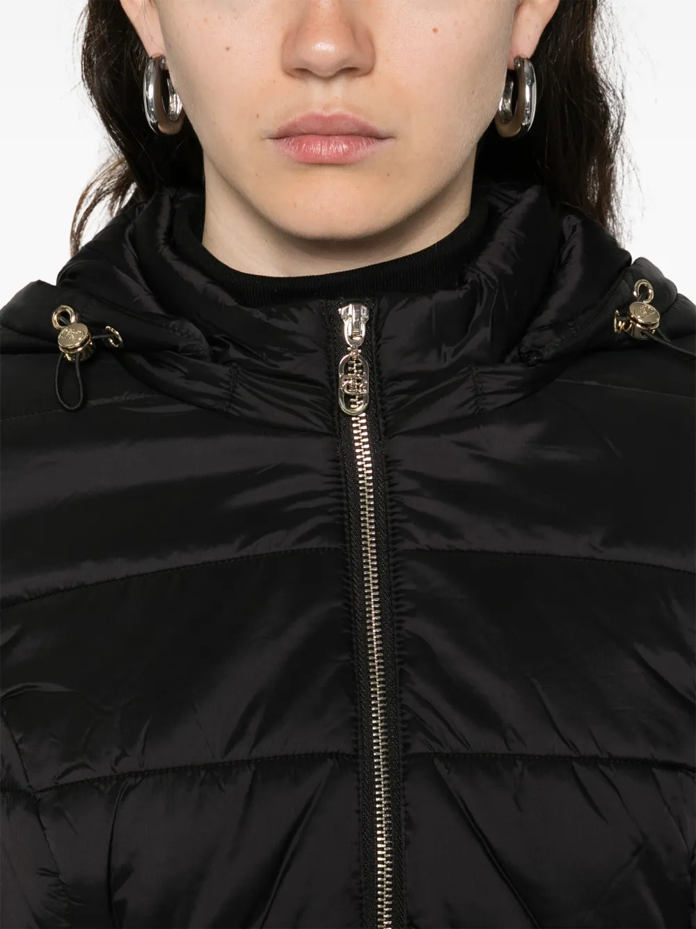 Liu •jo Hooded Puffer Jacket In Black