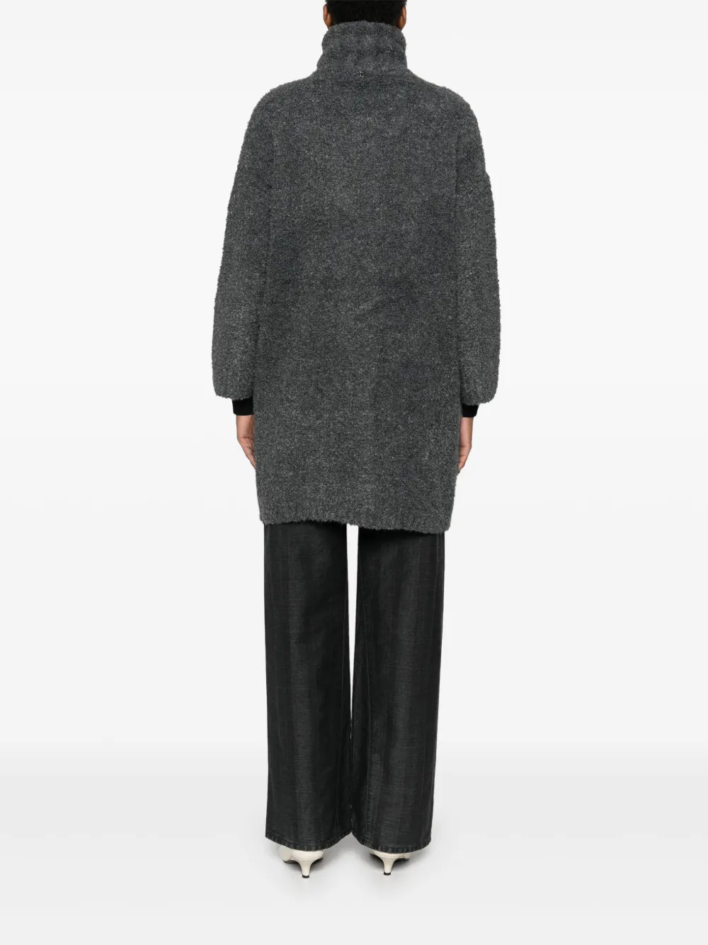 Liu •jo Buckle-collar Coat In Gray