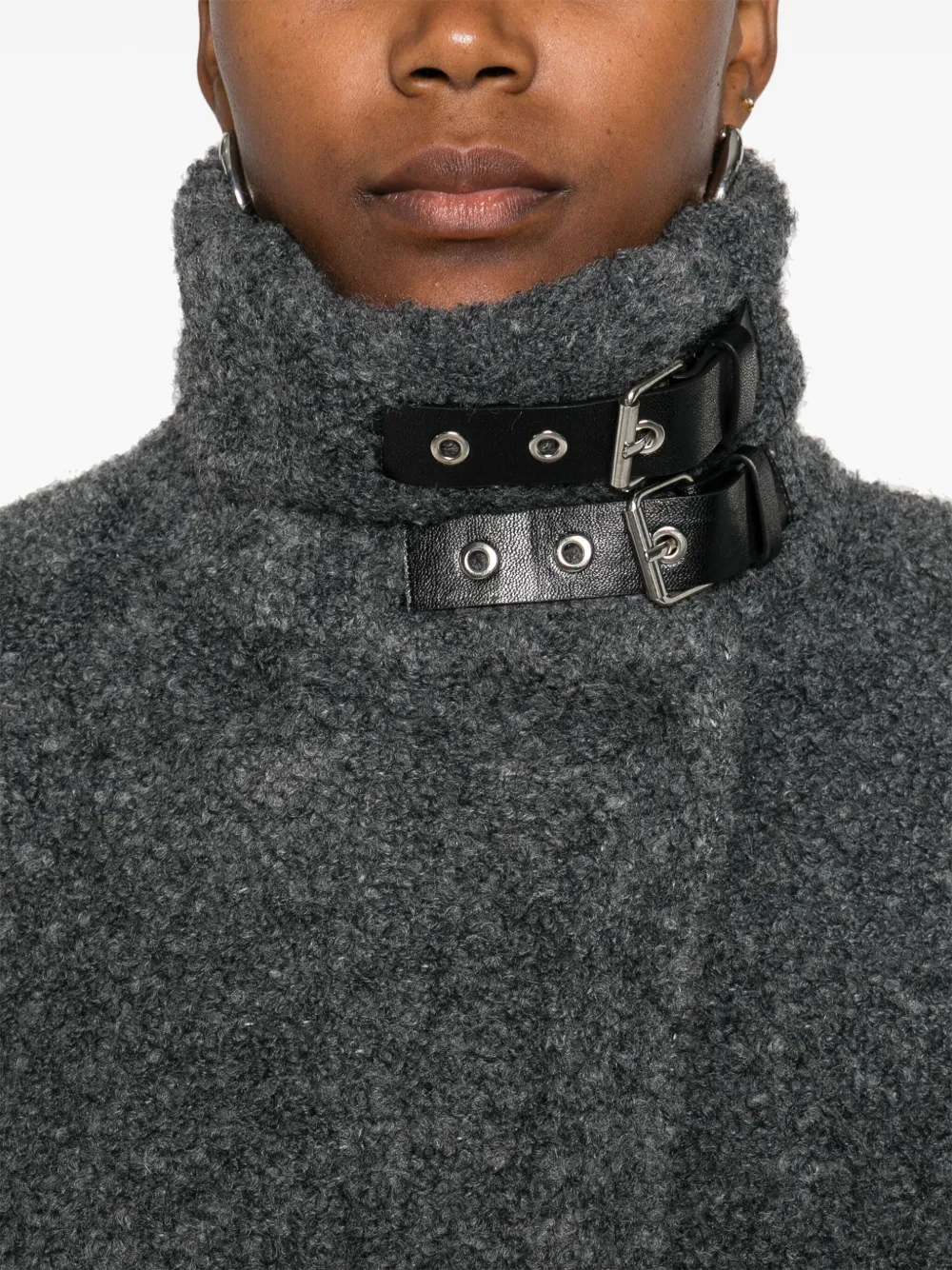Liu •jo Buckle-collar Coat In Gray