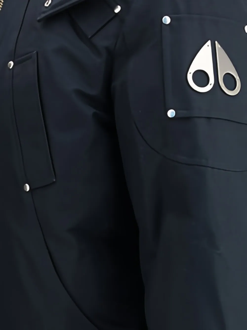 Moose Knuckles Bomberjack met logoplakkaat en capuchon Blauw