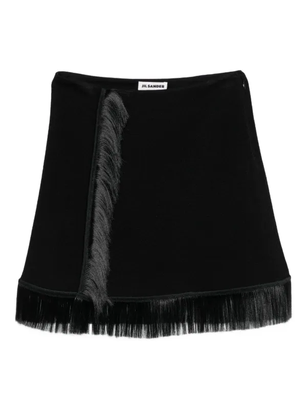 Jil Sander Fringed Mini Skirt in Black