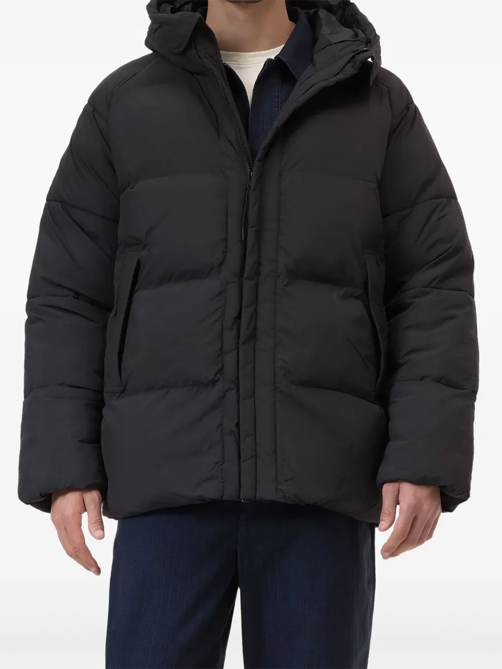 Closed hooded puffer jacket | Black | Image 1