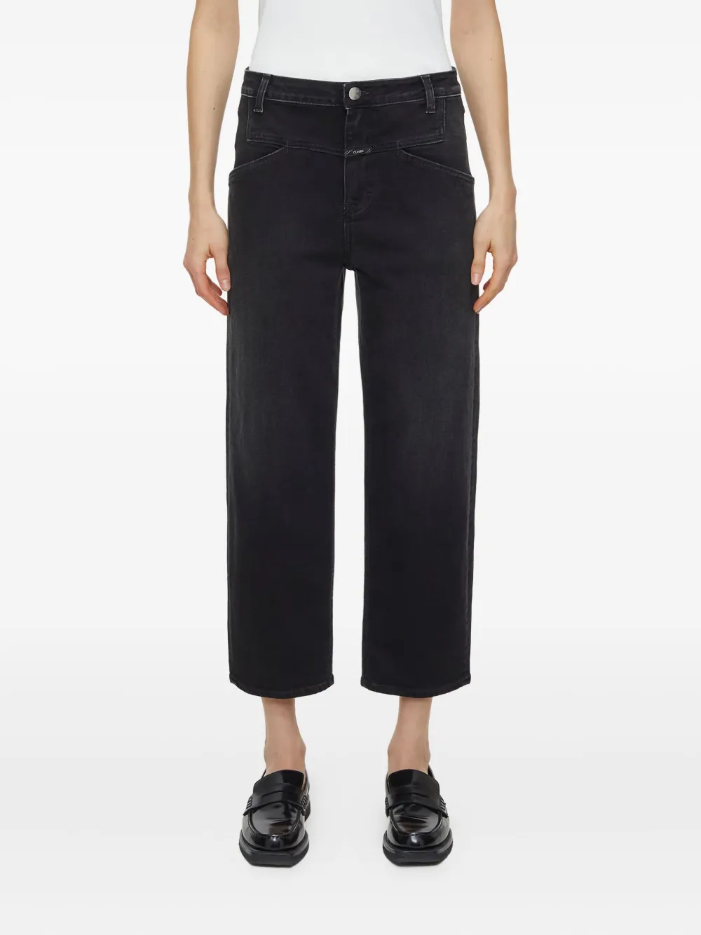 Closed Pocket-detail Cotton Jeans In Black