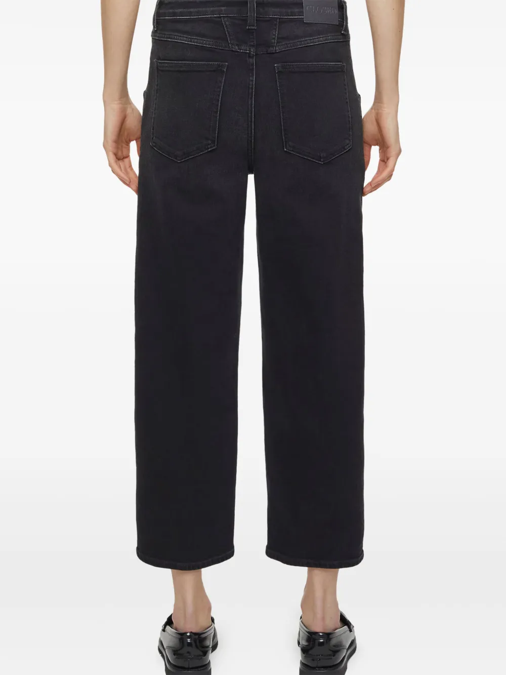 Closed Pocket-detail Cotton Jeans In Black