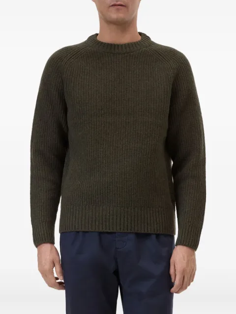 Closed raglan-sleeve ribbed sweater