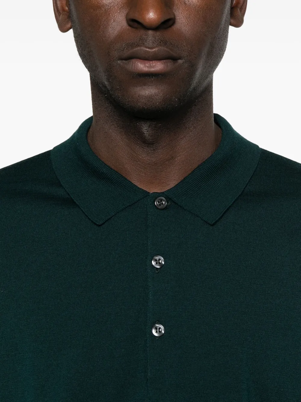 John Smedley Long-sleeved Polo Shirt In Green