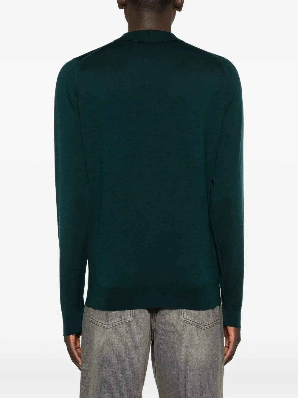 John Smedley Long-sleeved Polo Shirt In Green