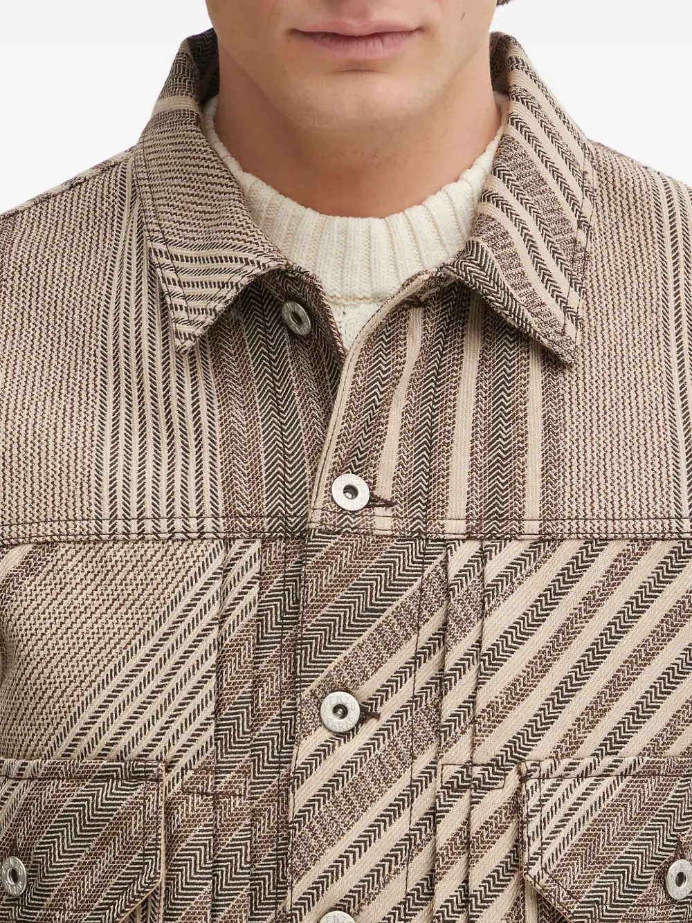 Kenzo Gestreept jack met visgraatpatroon Beige